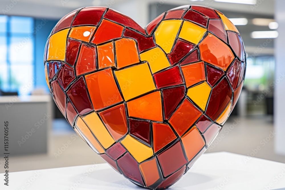 Leinwandbilder a vibrant 3d heart made of colorful glass shards, each reflecting light in various directions, creat