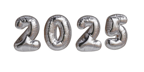 Silver Metallic  Balloon 2025 in 3D for New Year's Eve