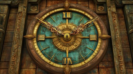 Obraz premium A decorative clock with intricate designs and Roman numerals, showcasing artistry and timekeeping.