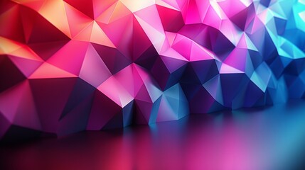 Obraz premium Abstract low-poly background with vibrant pink, purple, and blue geometric shapes.