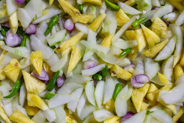 Indonesian Vegetable Dish with Cucumber, Pineapple, and Green Chili