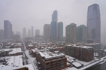 Obraz premium Christmas Eve snowstorm in Jersey City.