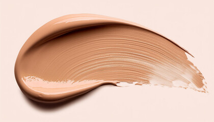 Beige foundation smudge on light background. Make-up smear. Beauty and cosmetics concept.