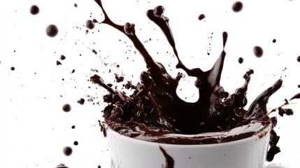 Steaming Chocolate Splash on White Background