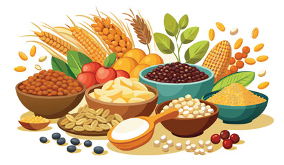 Healthy Food Vector - Organic Ingredients Pack, Grocery and Food Icons