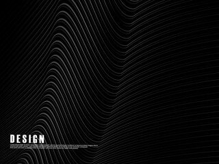 Black background vector luxury invitation card. Elegant wavy lines pattern on black background. Premium design illustration for wedding, vip cover template, grand opening, flyer, etc.