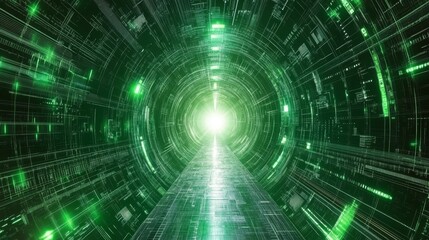 Futuristic metaverse Web3 abstract background with neon LED light tunnel, 5G speed concepts, teal and purple swirling ripples, and vibrant vortex design for modern presentations and creative templates