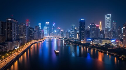 Night Lights of the City Skyline