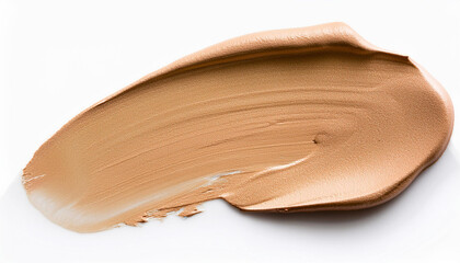 Beige foundation smudge on light background. Make-up smear. Beauty and cosmetics concept.