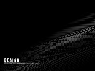 Black background vector luxury invitation card. Elegant wavy lines pattern on black background. Premium design illustration for wedding, vip cover template, grand opening, flyer, etc.