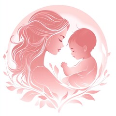 Tender mother holding her sleeping baby.