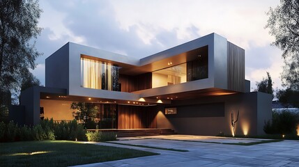 Modern architectural house showcased with exceptional clarity in high-resolution visuals