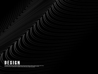 Black background vector luxury invitation card. Elegant wavy lines pattern on black background. Premium design illustration for wedding, vip cover template, grand opening, flyer, etc.