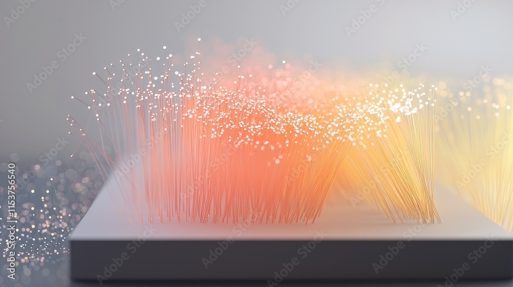 Poster abstract colorful light rays emanating from fine strands creating a mesmerizing artistic effect on a