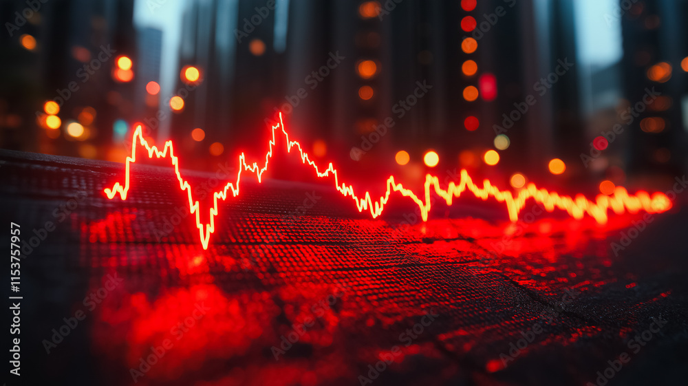 Poster a red line graph with a red background