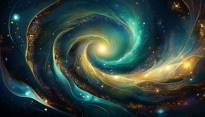 Obraz premium Fantasy space sky with beautiful stars and galaxies, 3D illustration.