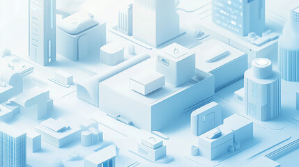 Fototapeta premium Futuristic Blue Cityscape