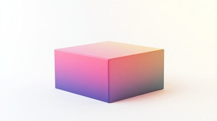 Colorful Gradient Cube on Light Background with Soft Shadow in Minimalistic Design Style