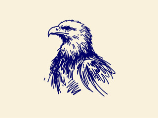 American Bald Eagle Hand Drawn Illustration Sketch Vector Isolated