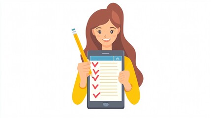 Professional Smartphone To-Do List App Usage by Woman Holding Checklist