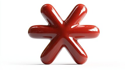 Obraz premium Bright Red Abstract Shape on a White Background with a Glossy Finish for Modern Art and Design Concepts