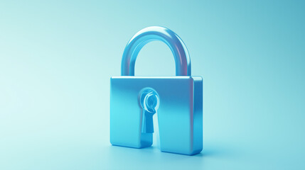 Fototapeta premium Blue Padlock Closeup