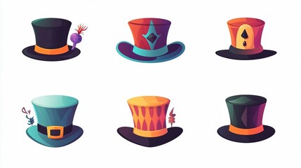 Elegant Top Hat Icon Isolated on Transparent Background in 2D Vector Style