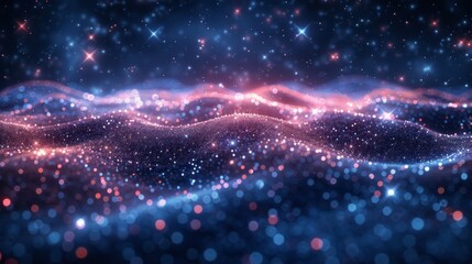 Fototapeta premium A blue and pink starry sky with a lot of glitter