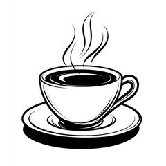 Obraz premium Hot steaming coffee cup on saucer.