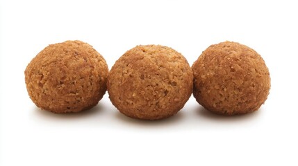authentic middle eastern falafel balls with perfect golden brown crust and detailed texture isolated on pure white background