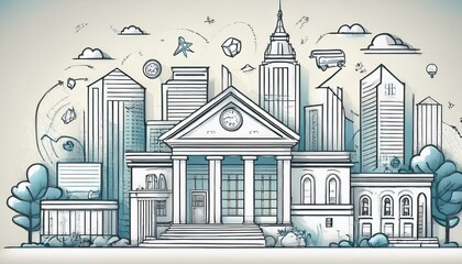 Contemporary education sketch. Generated image