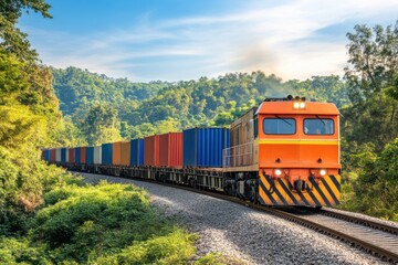 Fototapeta premium train on the railway bring logistic 