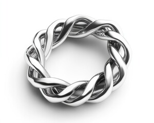 Naklejka premium Silver Metal Ring on Clean White Canvas - Isolated Symbol of Strength and Elegance