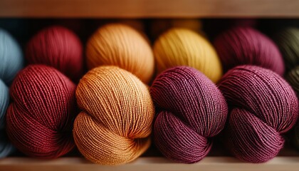 Colorful Yarn Skeins A Display of Soft Texture and Vibrant Colors, Perfect for Knitting Projects.