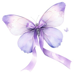 Fototapeta premium PNG Purple coquette butterfly illustration watercolor ribbon.