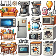 Household appliances Set illustration