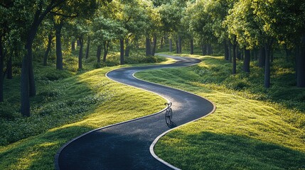 Obraz premium A winding path through a lush forest, inviting exploration and tranquility.