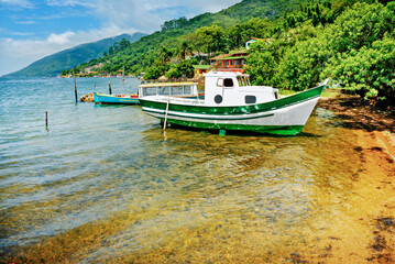 Conceição Lagoon. It is in the Santa Catarina Island, situated between a mountain range and...