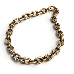 Three-Dimensional Metal Chain Links Concept: Strong and Secure with Gold Finish on a White Background