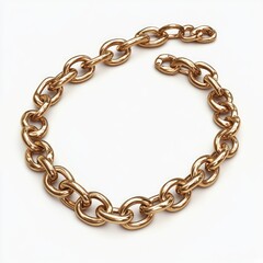 Three-Dimensional Metal Link: A Conceptual Visual of Strong, Secure Chain with a Touch of Gold on Isolated Background
