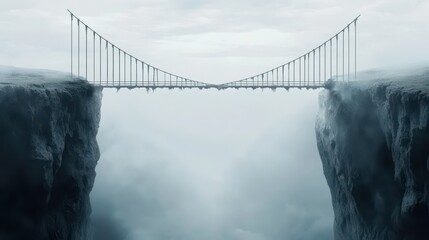 Fototapeta premium Ethereal Bridge Connecting Two Rocky Cliffs