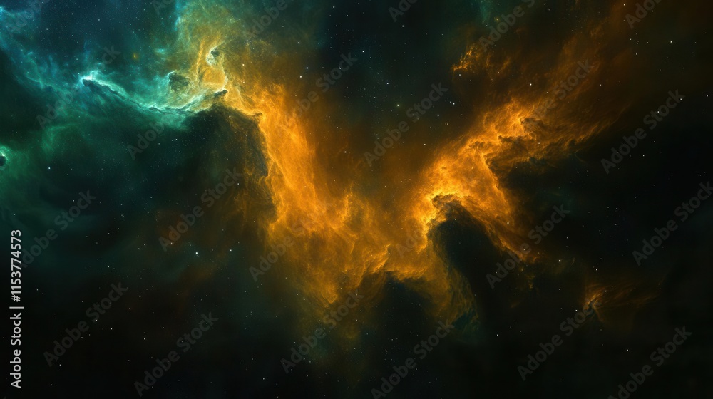 Canvas Prints deep space nebula with swirling cosmic clouds and glowing stars creating ethereal celestial landscap