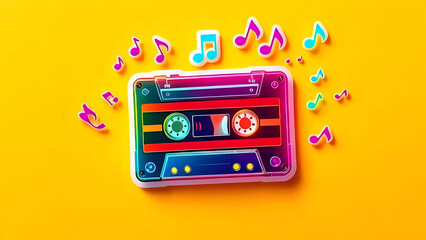 Retro Cassette & music background