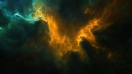 Fototapeta premium deep space nebula with swirling cosmic clouds and glowing stars creating ethereal celestial landscape in vibrant colors