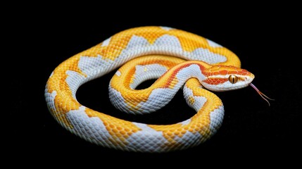 Obraz premium World Snake Day Corn snake on black background for reptile enthusiasts and pet care
