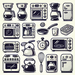 Kitchen Appliances Icon Set illustration