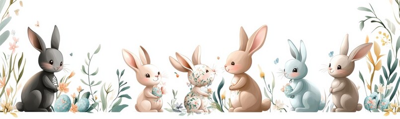 Obraz premium Celebrate a heartwarming Easter gathering with pastel bunnies, joyful decorations, and spring festivities that unite families in moments of happiness, love, and laughter to cherish for years