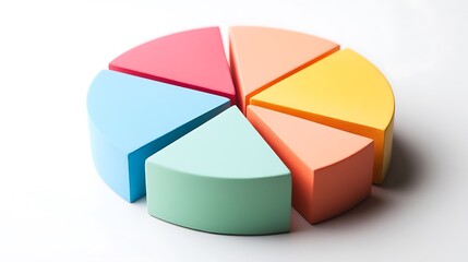 Colorful 3D Pie Chart with Balls Representing Business Growth and Financial Data