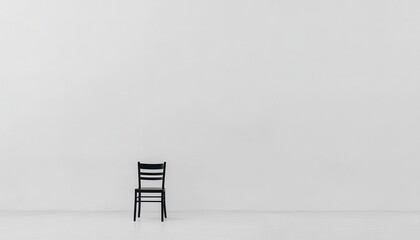 Minimalist Black Chair on White Background in Modern Studio Interior Design Setting