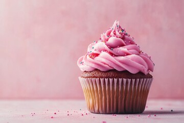 Image of Pink Frosted Cupcake with Sprinkles printed on Printed Glass Splashbacks